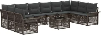 vidaXL Conjunto De Sof&aacute;s De Jard&iacute;n 11 Uds. Gris Rat&aacute;n Sint&eacute;tico Vidaxl
