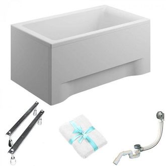 OEM Ba&ntilde;era Rectangular Polimat Capri 100x70 Con Revestimiento Blanco, Sif&oacute;n Cromado Y Patas