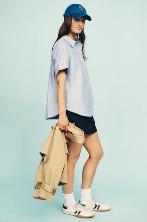 Maeve Short-Sleeve Yoke Shirt Top