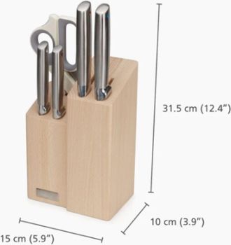Joseph Joseph Juego De Cuchillos Y Tijeras Joseph Joseph Elevate Fusion De 5 Piezas Con Bloque De Madera De Haya, Dise&ntilde;o Funcional Y Elegante, Ideal Para Cocina Mod