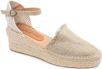 Patricia Green Sahara Ankle Strap Espadrille Wedge in Natural Metallic at Nordstrom, Size 10