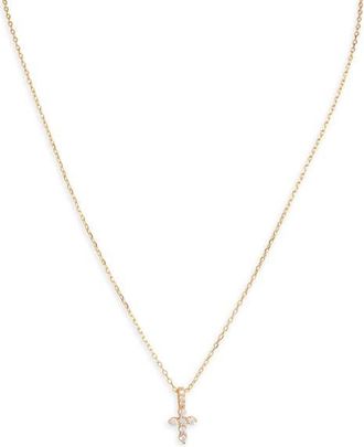 Argento Vivo Cubic Zirconia Cross Pendant Necklace in Gold at Nordstrom