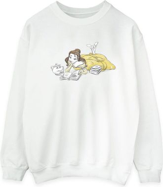 Disney Heren Beauty And The Beast Belle Reading Sweatshirt (Wit)