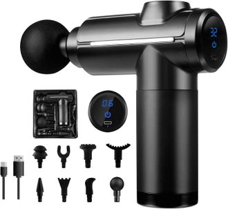 OEM Pistola De Masaje De Tejido Profundo, Masajeador De Percusi&oacute;n Muscular, 32 Velocidades, Con Pantalla T&aacute;ctil Lcd, 8 Cabezales Para Relajaci&oacute;n De Hombro