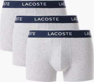 Lacoste Mens Lacoste 3-Pack of Mens Trunks - Silver Chine CCA - Grey - Size: 37/36/32