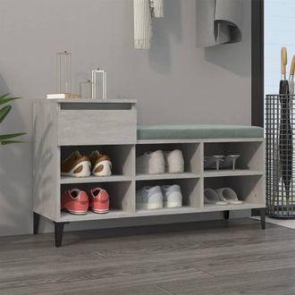 vidaXL Mueble Zapatero Madera Contrachapada Gris Hormig&oacute;n 102x36x60 Cm Vidaxl