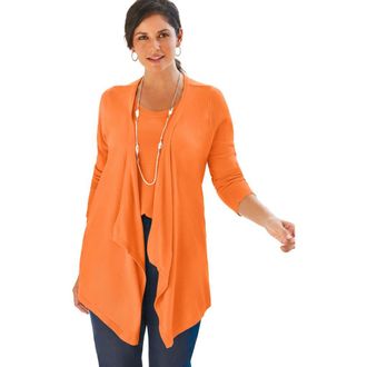 Jessica London Flyaway Cardigan in Orange Twist at Nordstrom, Size Small