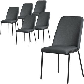ML Design ML-Design Set 6 Sedie Sala Pranzo Antracite in Poliestere Gambe in Metallo, Struttura in Acciaio, con Schienale, Poltroncine Imbottite per Soggiorno