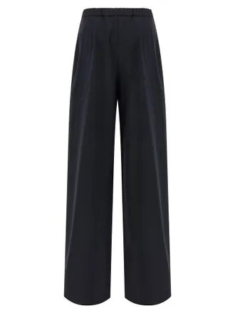 Max Mara Wool Wide-Leg Trousers - Black