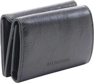 Balenciaga 2005-2025 Mini Lambskin Le City Trifold Wallet small wallets - Black