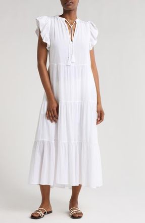 Elan Tiered Cover-Up Maxi Dress in White at Nordstrom, Size X-Large
