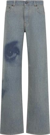 Jean Paul Gaultier Jeans Rectos con Estampado Facial - Jeans - Mujer - Azul - W25