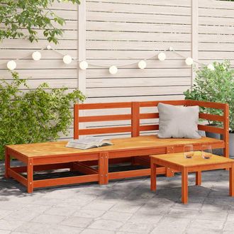 vidaXL Vidaxl - Sof&aacute; De Jard&iacute;n Con Reposapi&eacute;s 2 Plazas Madera Pino Marr&oacute;n Cera