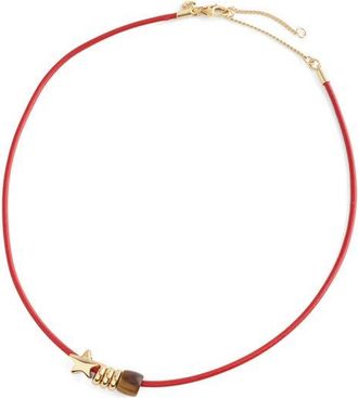 Madewell Semiprecious Charm Leather Choker Necklace in Cherry at Nordstrom