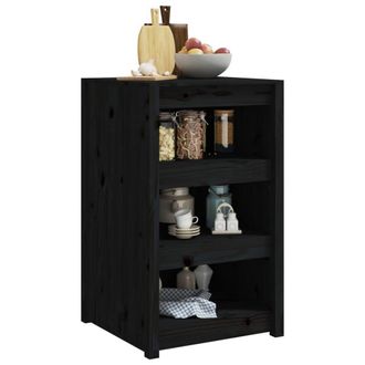 Berkfield Home Outdoor Kitchen Cabinet Black 55x55x92 cm Solid Wood Pine | Size: 55 x 55 x 92 cm