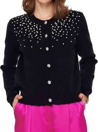 Current Air Crystal Beaded Detail Cardigan In Black