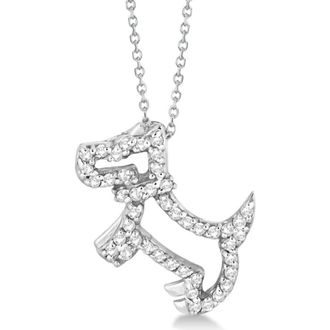 Allurez Natural Diamond Dog Pendant Necklace Pave-Set 14K in White Gold at Nordstrom, Size 18