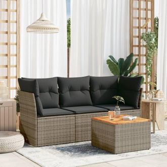 vidaXL Set Divani da Giardino 4 pz con Cuscini in Polyrattan Grigio - Vidaxl