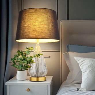 Globo Lighting Lampada da tavolo led Lampada da tavolo Lampada laterale Lampada da soggiorno Lampada di design Paralume in tessuto, metallo color ottone nero, 9W