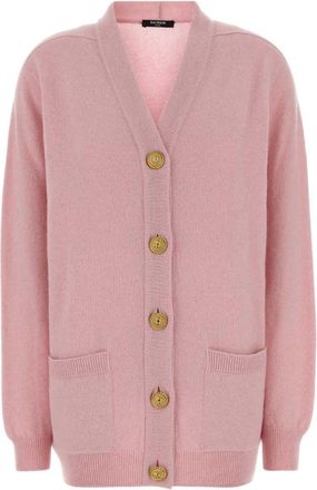 Balmain Cashmere en Wollen Cardigan - Dames - Vesten - Roze - 2XS - Wol - Truien & Vesten