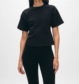 White + Warren Superfine Organic Cotton Waisted T Shirt In Black