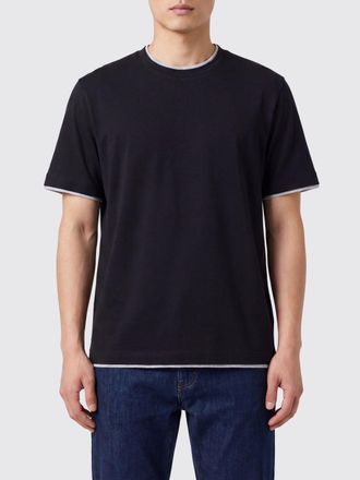 Brunello Cucinelli T-shirt girocollo in cotone con profili a contrasto