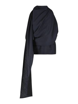 Rhea Costa Draped blouse in navy wool blend