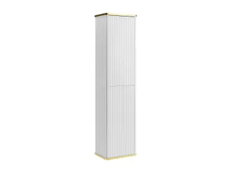 Vente-Unique Columna de ba&ntilde;o suspendida estriada con ribete dorado - Blanco - H140 cm - KELIZA