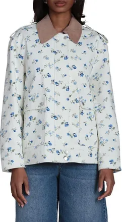 Bagatelle Mixed Media Twill Jacket in Valley Floral Cornflower at Nordstrom Rack, Size X-Large