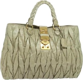 Miu Miu Pre-owned Handbags, female, Beige, Size: ONE SIZE Pre-owned Leather Handbag