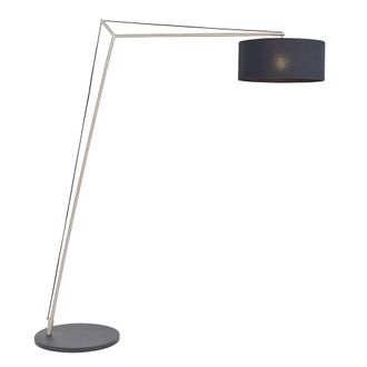 Loops Matt Nickel Large Standing Floor Lamp Light - Black Cotton Shade & Painted Base in Metallics