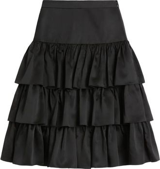Valentino Garavani Gonna in raso con ruches - Nero