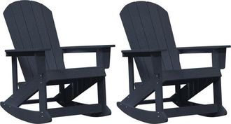 vidaXL Adirondack Rocking Chairs 2 pcs Navy blue hdpe Vidaxl