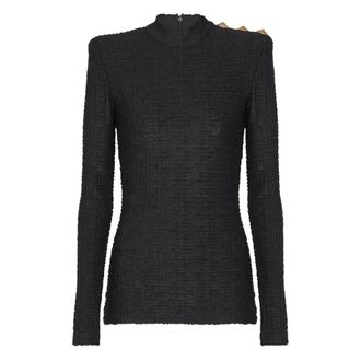 Balmain Long Sleeve T-Shirts, female, Black, S, Classic LS Top