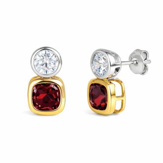 MAX + STONE 925 Sterling Silver Cushion Cut Drop Dangle Gemstone Earrings with Push Backs