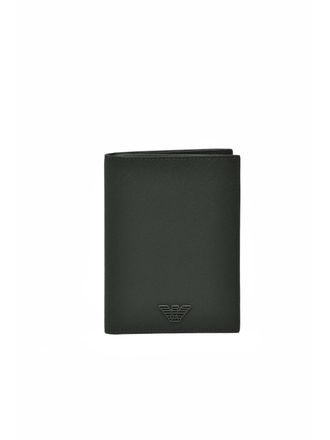 Emporio Armani Military Green Polyurethane Saffiano Cardholder