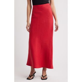 Faithfull The Brand Elise Bias Cut Linen Maxi Skirt in Red at Nordstrom Rack, Size X-Small