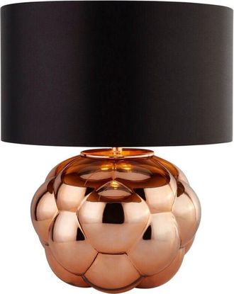 Searchlight Searchlight Fizz Lámpara de mesa de vidrio color cobre y pantalla de imitación de seda negra