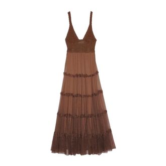 Ermanno Scervino Maxi Dresses, female, Brown, Size: L vestiti e tute poliestere