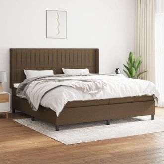 vidaXL Vidaxl - Cama Box Spring Con Colch&oacute;n Tela Marr&oacute;n Oscuro 200x200 Cm