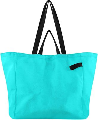 Generic Cyan pattern Reusable Canvas Tote Bag, Heavy Duty Grocery Shopping Bag with Double Handles Large Capacity Hard Bottom Work Groceries Travel