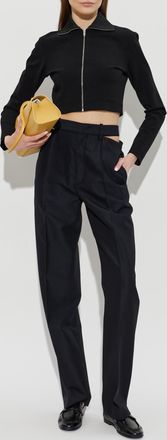 Jil Sander Wool Trousers With A Split Waistband, Womens, Navy Blue