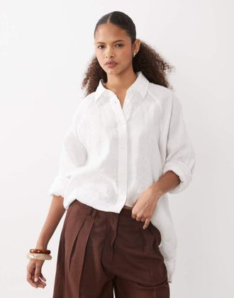 Arket Camicia oversize in puro lino bianca-Bianco
