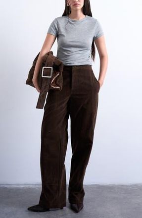 Topshop Faux Suede Wide Leg Pants in Brown at Nordstrom Rack, Size 2 Us (Fits Like 0)