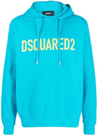 Dsquared2 logo-print cotton hoodie - men - Cotton/Elastane - S - Blue