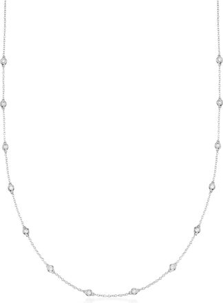Ross-Simons Bezel-Set Diamond Station Necklace in 14kt White Gold