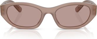 Miu Miu 0mu A03s Translucent Taupe Oval Sunglasses