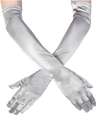 Generic Gloves Wedding Attractive Performance Long Womens Dress in the Evening Adult Glove Peacock Costume Carnival (Silver, One Size)