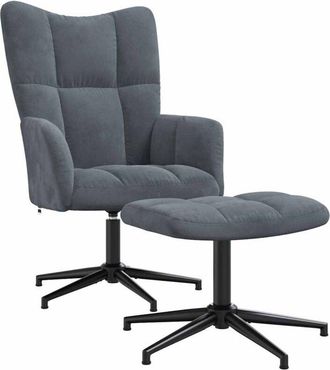 vidaXL Vidaxl - Sillón de relax con taburete terciopelo gris oscuro