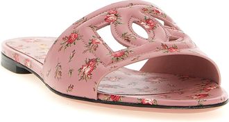 Dolce & Gabbana Womens Multicolor Calfskin Slides Shoe